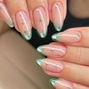 24Pcs Press on Nails Medium Short Almond French Tip with