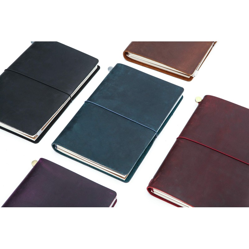 Collasaro Leather Notebook, Genuine Leather, Notebook, Journal, A5 Size, Red