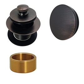 Westbrass D94HK-12A Universal Fine to Coarse Thread Conversion Twist & Close Bathtub Drain Trim with Illusionary No-Hole Faceplate and Adaptor Bushing, Antique Bronze