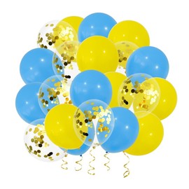 Blue Yellow Confetti Balloons, 40pcs 12 Inch Blue Yellow Party Balloons,Natural Latex Balloons for Men Women Girls Birthday, Wedding, Bridal Shower, Graduation, Casino Theme Party Decorations