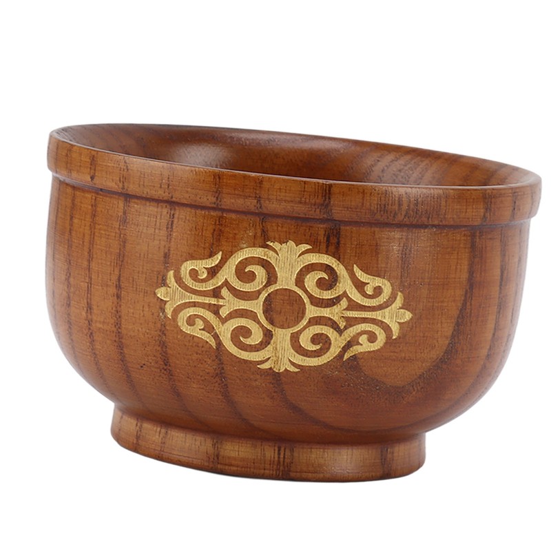 Wooden Rice Bowl Jujube Wood Anti Scald Exquisite Elegant Round