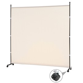 SIMFLAG 6FT Single Panel room divider with Wheels,Rolling Fabric room dividers for Partition privacy screens,Freesting Wall Divider for Home Office,Hospital,(Beige)