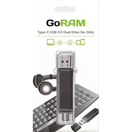 GoRAM 32GB (10 Pack) Dual Drive Go-Stick USB 3.0 + USB-C Type-C Flash Drive for Android Smartphones, Computers, MacBook, Tablets, PC (32GB)