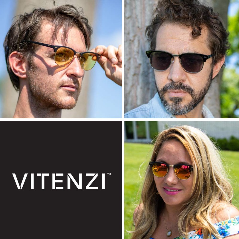 VITENZI Full Reader Sunglasses Semi Rimless Browline Readers for Reading