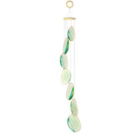 mookaitedecor Green Agate Slices Wind Chimes for Home Garden Decoration 28-33 Inches