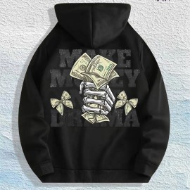 MAKE MONEY NOT DRAMA Graphic Hoodie 100% Cotton US Warehouse 7 ColorsColor: Brown, Size: S
