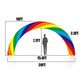 E-Found Inflatable Rainbow Arch 20ft X 10ft Advertising Party Celebration Garden Decoration Arch Strengthen PU Coated Oxford for Event Entrance Rental Advertisement