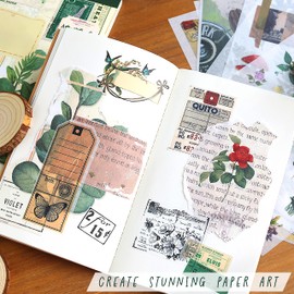 FAYWARE Washi Vintage Stickers for Scrapbooking - Ephemera Sticker Book for Journaling with 453 Botanical Stickers and 20 Scrapbook Papers. Ephemera for Junk Journals, Journaling Supplies for Adults