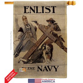 Navy Slavery Barbarism Burlap Garden House Flags Kit Armed Forces USN Seabee United State American Military Veteran Retire Small Decorative Gift Yard Banner Double-Sided Made In USA 28 X 40