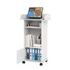 Qriocioa Podium Stand with Wheels Wooden Lectern Podium Stand Portable
