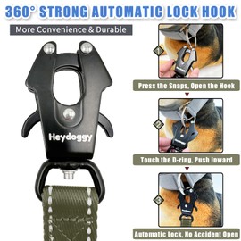 Strong Heavy Duty Dog Leash - 5ft Reflective Nylon Training Leash with Soft Padded Double Handle & Auto Lock Frog Clip - Safety Traffic Control for Large Medium Small Dogs No Pull Walk Army Green,6ft