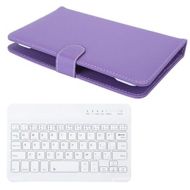 V BESTLIFE Keyboard, 7 Inch Universal Wireless Keyboard for Bluetooth 3.0 with PU Leather Case for 4.5‑6.8 Inch Screen Phones for Android for Windows(Purple)