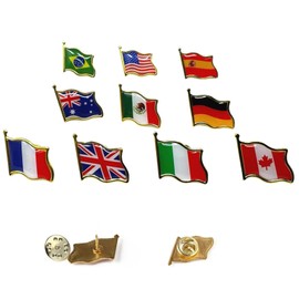 20 Pieces Choice of 10 Country National Flag Lapel Pin Bulk Badge Brooches Suit Jacket Metal Emblems (America)
