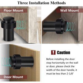 KOLAKO Door Stop, Floor Door Stop, Black for Bottom of Door, 2" Heavy Duty Commercial Cylindrical Door Wedge Wall Protector Modern Floor Door Stopper with Rubber Bumper