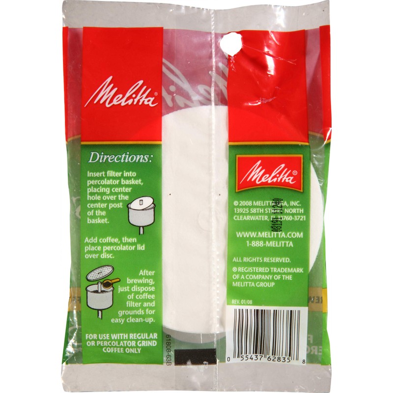 Melitta Super Premium Disc Coffee Filters, White, 100 Count (Pack