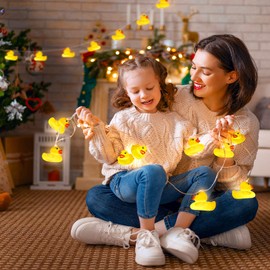 AceList 10 LED Yellow Duck String Lights for Kids Room - Interactive Squeaky, Warm White Glow, Child-Friendly Decorative Light for Nursery, Playful Bedroom Accessory
