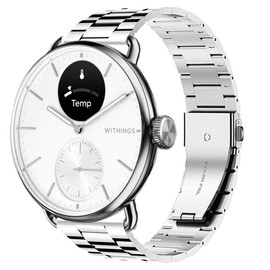 Compatible for Withings Smartwatch Bands, Lamshaw 18mm, 20mm Stainless Steel Metal Replacement Strap Bracelet Men & Women Compatible for Withings ScanWatch 2 42mm/ScanWatch Horizon/ScanWatch