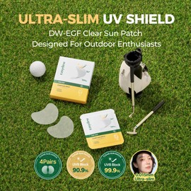 EASYDEW DW-EGF Peptide Clear Patch - Outdoor UV Block Ultra-Thin Transparent Sun Patches for Golf, Riding, Hiking, Driving - Adenosine, Glutathione, Hydrolyzed Collagen, 4 Packs
