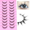 10 Pairs Black and White Cartoon Eyelashes Japanese Anime Cosplay