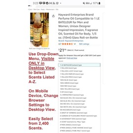 HYWD Enterprises Cologne Oil Compares to LE SEL D'IZZEEY for men, Our Version Designer Type Scent Eau de Parfum Perfume Oil, 1/3 oz. (10ml) Glass Roll on (SCENTS F - N)