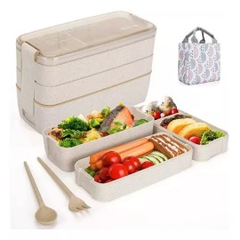 ML Lonchera Lunch Box 3 Niveles Portaviandas Libre Bpa Trigo