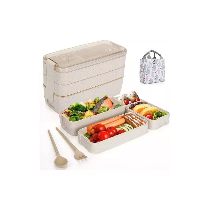 ML Lonchera Lunch Box 3 Niveles Portaviandas Libre Bpa Trigo