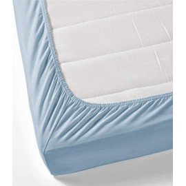 Charlottely Hues 1000 Thread Count Fitted Sheet - 100% Egyptian Cotton Long-Staple Breathable Sateen Weave All Around Elastic Fit - Mattress Fit Upto 18Inch Deep Pocket Fitted Sheet - Queen (Sky Blue)