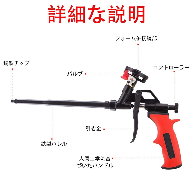 PITZO Foam Gun, Urethane Foam Gun, High Durability, Rust Prevention,