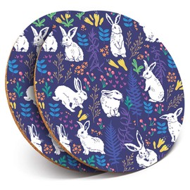 Destination Vinyl ltd 2 x MDF Glossy Top Coasters Round - White Call Duck Ducks Cute 2283