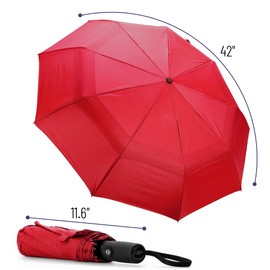 Mr. Pen- Windproof Travel Umbrella, Fiery Red, Automatic Umbrellas for Rain,