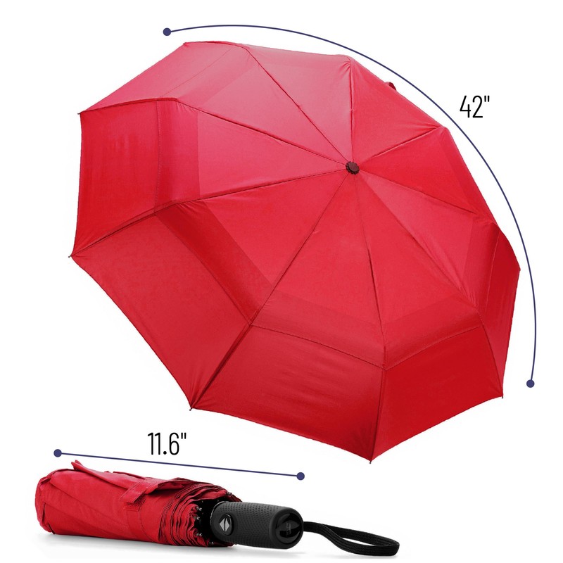 Mr. Pen- Windproof Travel Umbrella, Fiery Red, Automatic Umbrellas for