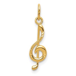 Auriga Fine Jewelry 14K Yellow Gold Music Note Pendant (L- 0.83 Inch, W- 0.20 Inch)