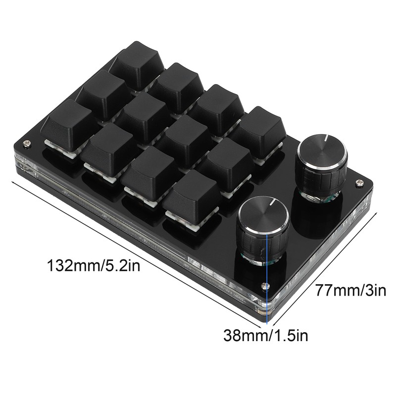 One Handed Macro Mechanical Keyboard 12 Key Multifunction DIY Programmable