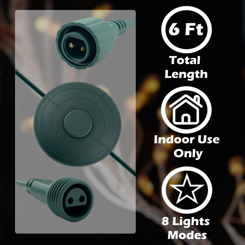 Goodsby 8 Lights Mode Power Cord 6 FT On/Off Foot
