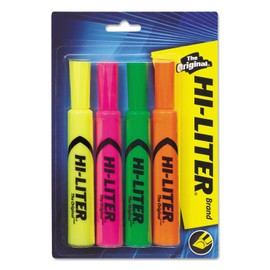 Avery 24063 Hi-Liter Desk-Style Highlighter, Chisel Tip, Assorted Colors, 4/Set