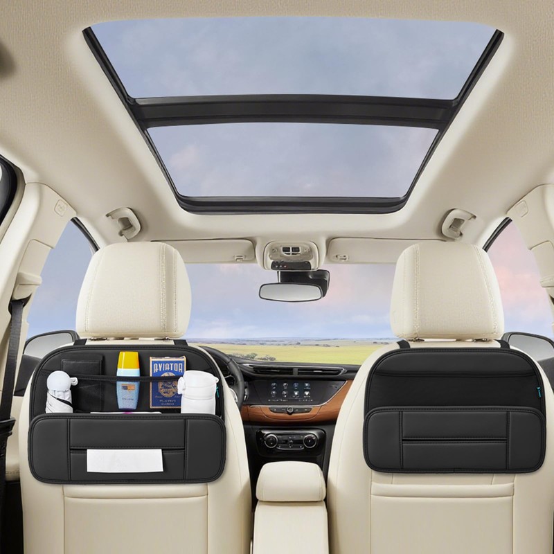 FLORICH Hanging Car Backseat Organizer, 5-in-1 Premium Leather Headrest Seat