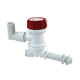 Rule 403C Marine Tournament Series 800 Livewell Pump (Angled Thru Hull Fitting, 12-Volt) , White/Red