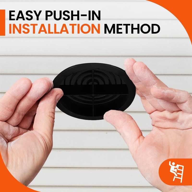 10 x Black Plastic 70mm Round Soffit Air Vents/Push in