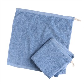 Hiorie Hand Towel, Large, Towel Handkerchief, Made in Japan, Hotel Style, Set of 2, Includes Hanging Loop, Plain, Instant Absorption, Hot Towel, 100% Cotton, Nursery School, Senshu Towel, Hotel Blue