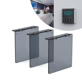 Pearwow Central AC Thermostat Cover Panel,4-3/4" AC Wired Controler Panel Protection Cover, Mistake Prevention Cover AC Switch Air Conditioner Acrylic,Transparent Black,3 Pack