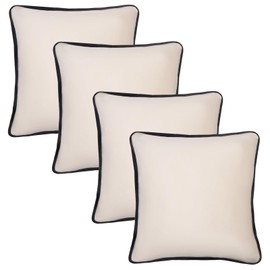 OHS Cushion Covers 4 Pack Matte Velvet Piped Edge Cushion Covers with Invisible Zipper, Ultra Soft Velvet Throw Pillow Covers For Sofa Bed Livingroom, Cream-45x45cm