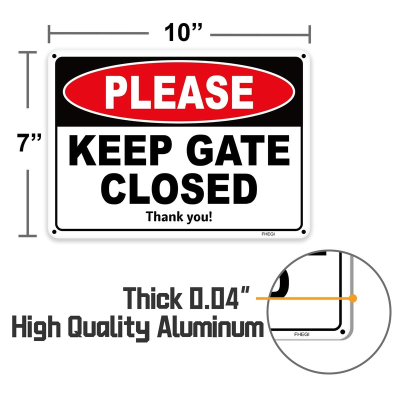 FHEGI 2 PC Please Keep Gate Closed Sign - 10"x7"