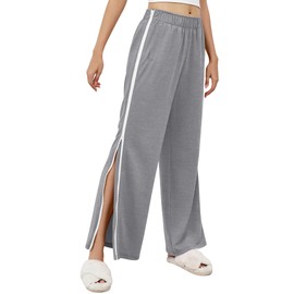 LOMON Womens Tear Away Pants Sides Full Open Sweatpants Double Slider Zip Off Post Surgery Pant with Pockets Light Grey