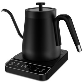 Electric Gooseneck Kettle, ±1℉ Temperature Control One Click 197℉ Pour Over Kettle for Coffee & Brew Tea, Hot Water Boiler, Stainless Steel Inner Fast Heating & Keep Warm 12 Hours, 1200w, 0.8L