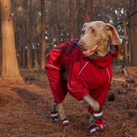 Small Medium Large Dog Raincoat, Waterproof Dogs Rain Jacket, Puppy Side Zipper Reflective Strip Leash Holes Elastic Raincoats