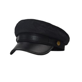 Bohue Chauffeur Hat Retro Flat Top Cap Driver Hat Vintage Newsboy Cap Taxi Driver Theme Hat for Driver Costume Supplies (Black)
