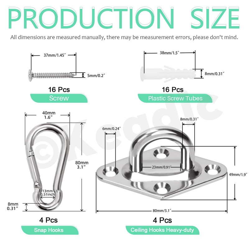 Keadic Eyes Plate Marine Hardware Hooks and Snap Hook with