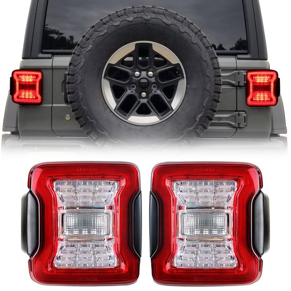 EOMD Red Lens LED Tail Lights Compatible with 2018-2025 Jeep
