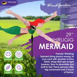Whirligig Spinner Mermaid 29" – Enchanting Ocean-Themed Design, Weather-Resistant Outdoor Decor, Durable & Lightweight for Patios, Yards, and Gardens - Eye-Catching Wind Spinner
