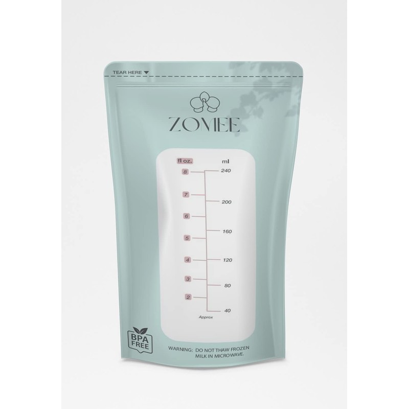 Zomee Disposable 8 oz Breast Milk Storage Bags w/Double Zipper
